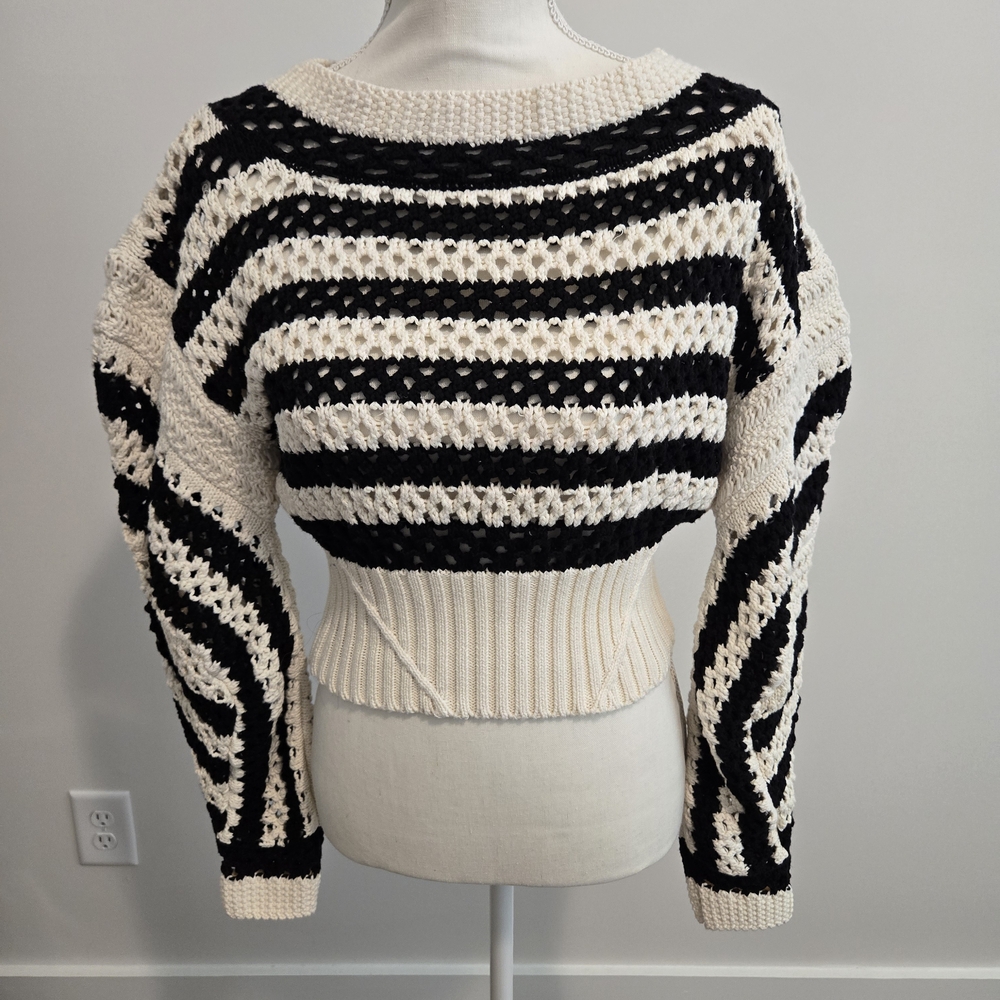 Zara Black and Cream Textured Women's Sweater